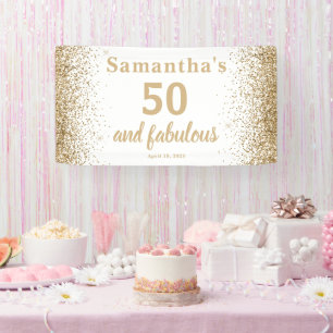 Gold Glitter 50th Birthday Banner