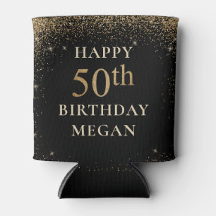 Gold Glitter 50th Birthday Can Cooler