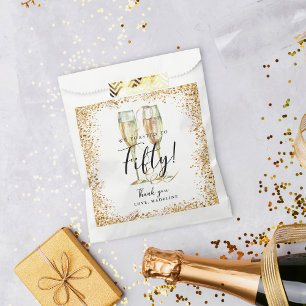 Gold Glitter 50th Birthday  Favour Bags