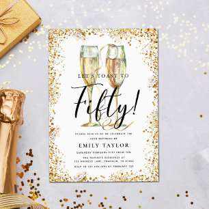 Gold Glitter 50th Birthday Party Invitation