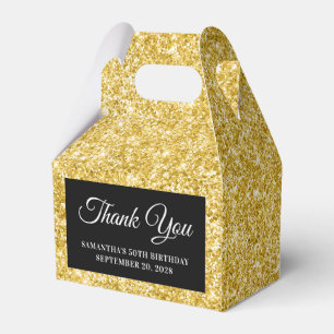 Gold Glitter 50th Birthday Thank You Favour Box
