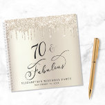 Gold Glitter 70th Birthday Party Guest Book<br><div class="desc">Elegant guest book for her 70th birthday party featuring "70 & Fabulous" in a chic script on a faux gold glitter background. Customise with her name and the party date.</div>