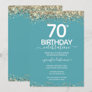 Gold Glitter 70th Birthday Party Invitation
