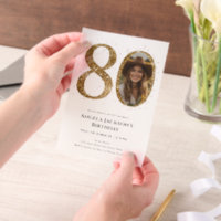 Gold Glitter 80th Adult Birthday Photo
