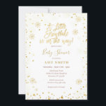 Gold Glitter A little Snowflake Baby Shower Invitation<br><div class="desc">Gold Glitter A little snowflake is on the way invitation
Glitter Winter Snowflake Baby shower</div>