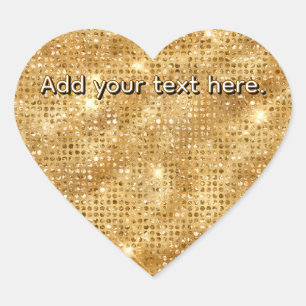 Gold Glitter Add Your Own Text Heart Sticker