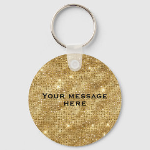 Gold Glitter Add Your Own Text Key Ring