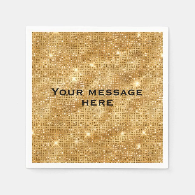 Gold Glitter Add Your Own Text Napkin (Front)