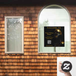 Gold Glitter Aesthetic Salon Welcome Sign   