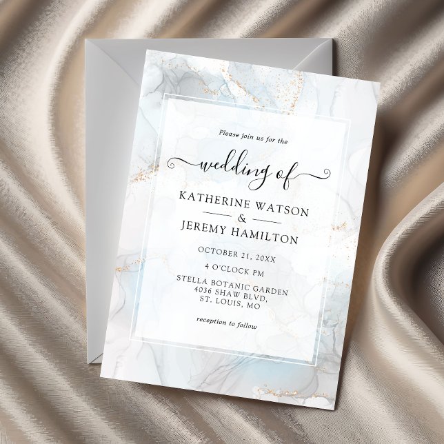 Gold Glitter | Alcohol Ink wedding Invitation (Creator Uploaded)