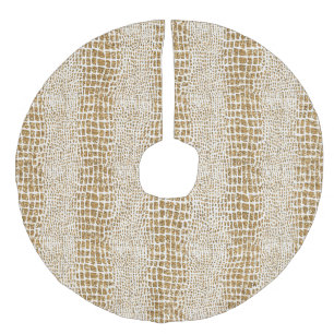 Gold Glitter Alligator Print Faux Linen Tree Skirt