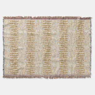 Gold Glitter Alligator Print Throw Blanket