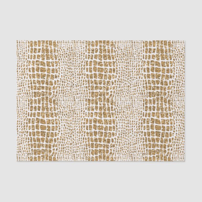 Gold Glitter Alligator Print Tissue Paper (Front)