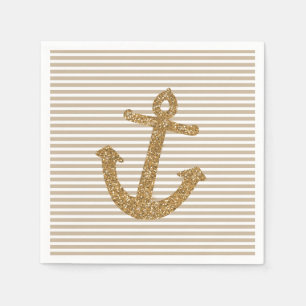 Gold Glitter Anchor Napkin
