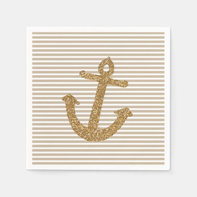 Gold Glitter Anchor Napkin (Front)