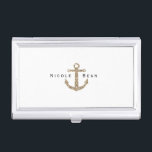Gold Glitter Anchor Nautical Business Card Holder<br><div class="desc">Gold Glitter Anchor Nautical Business Card Holder. Customise with any text or leave it blank.</div>