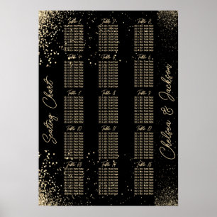 Gold Glitter and Black - 15 Seating Chart