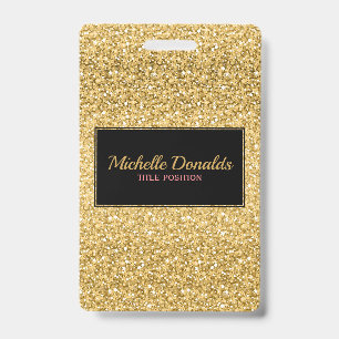 Gold Glitter And Black Frame ID Badge