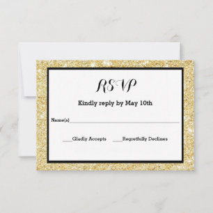 Gold Glitter and Black Frame- RSVP Response Card