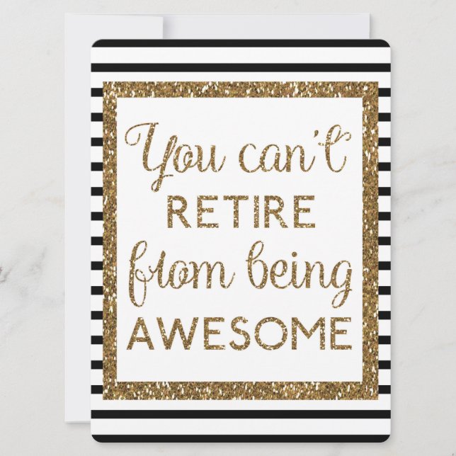 Gold Glitter and Black Modern Retirement Card (Front)