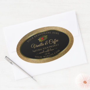 Gold Glitter and Black Product Labels Cute Ladybug