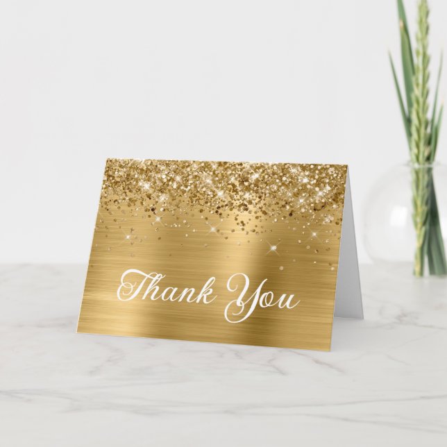 Gold Glitter and Foil 50th Birthday Thank You Card (Front)