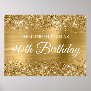 Gold Glitter and Foil 90th Birthday Welcome Poster
