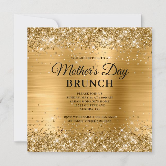 Gold Glitter and Foil Mother's Day Brunch Invitation (Front)