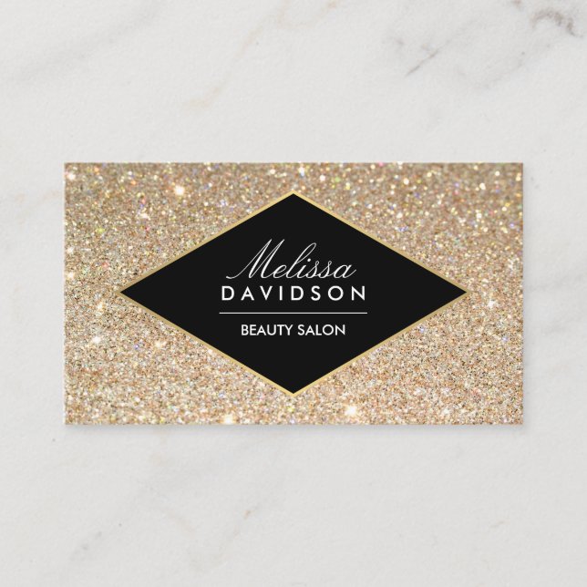 Gold Glitter and Glamour Beauty Business Card (Front)