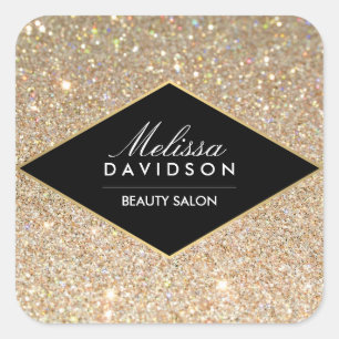 Gold Glitter and Glamour Beauty Square Sticker