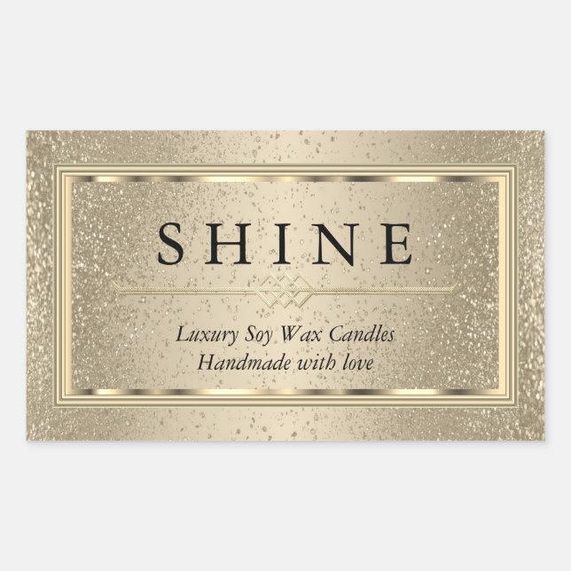 Gold Glitter and Gold  Rectangular Sticker (Front)