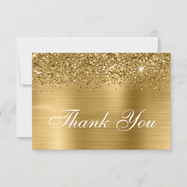 Gold Glitter and Ombre Foil Thank You Card (Front)
