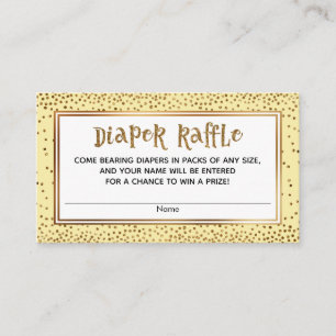 Gold Glitter and Pale Yellow Diaper Raffle Tickets Enclosure Card