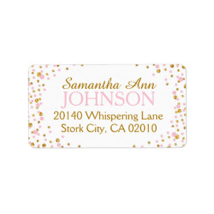 Gold Glitter and Pink Dot Sprinkles Label