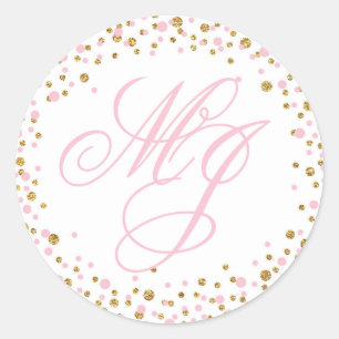 Gold Glitter and Pink Sprinkle Monogram Label
