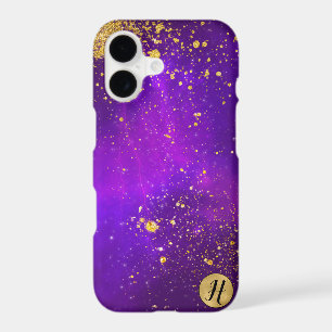 Gold Glitter and Purple Galaxy Phone Case