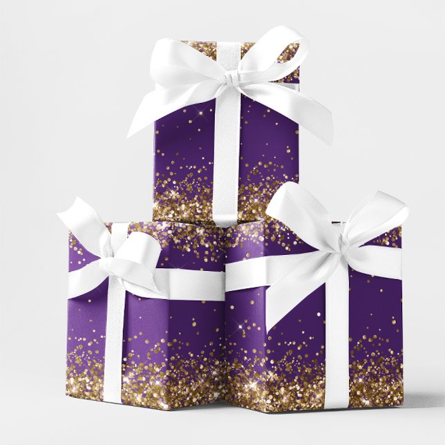 Gold Glitter and Royal Purple Wrapping Paper Sheet (Gold Glitter and Royal Purple Wrapping Paper Sheets)