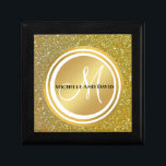 Gold Glitter and sparkle Black Monogram Newlywed Gift Box<br><div class="desc">Personalised Gold Glitter (printed) Monogrammed design with bride and groom names and wedding date and ombre effect. Makes a great gift for newly weds. Great for your bedroom as fun decorative addition to your bedroom. Customise with your names,  monogram initial and wedding date.</div>