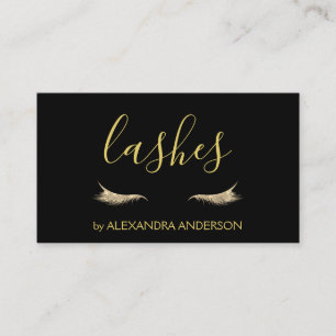 Gold Glitter and Sparkle Eyelash Extension Business Card