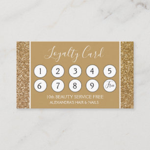 Gold Glitter and Sparkle Girly Loyalty Punch Card