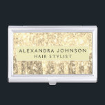Gold Glitter and Sparkle Monogram Business Card Holder<br><div class="desc">Gold Faux Dripping Glitter and Sparkle Elegant Girly Business Card Holder. This Business Card Holder can be customised to include your first and last name.</div>