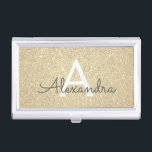 Gold Glitter and Sparkle Monogram Business Card Holder<br><div class="desc">Gold Faux Glitter and Sparkle Elegant Monogram Business Card Holder. This Business Card Holder can be customised to include your initial and first name.</div>