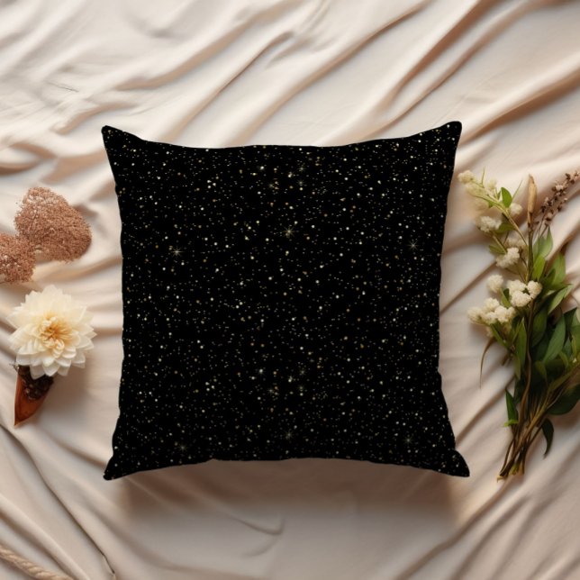 Gold glitter and sparkles on black cushion (Creator Uploaded)