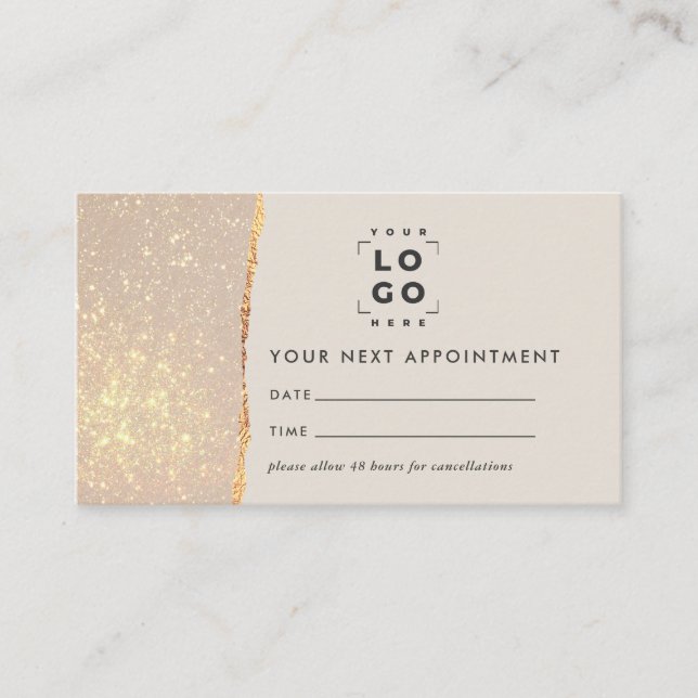 Gold Glitter Appointment Reminder & Business Business Card (Front)