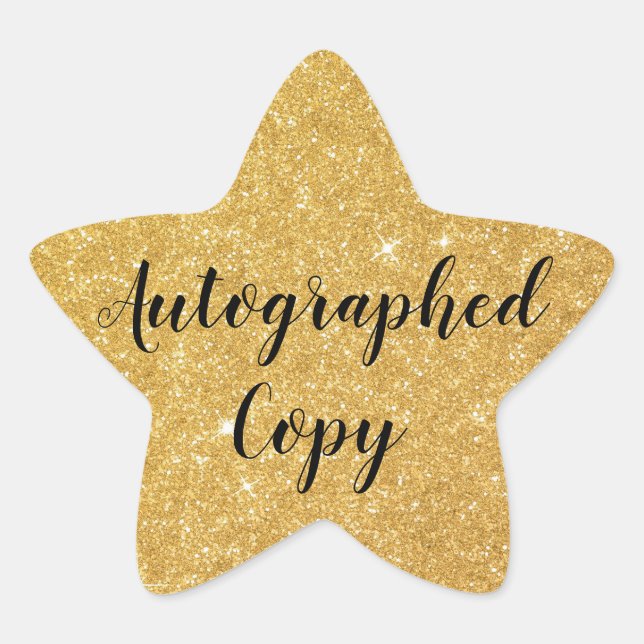 Gold Glitter Autographed Copy Author Writer Star Sticker (Front)