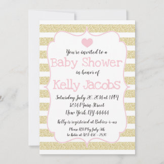 Gold Glitter Baby Shower Invitation