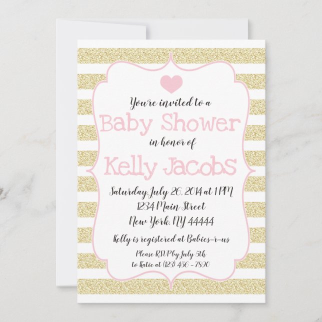 Gold Glitter Baby Shower Invitation (Front)
