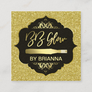 Gold Glitter BB Glow Treatment Square Business Card