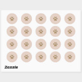 Gold Glitter Beige Blush Pet Paw Puppy Dog Party Classic Round Sticker (Sheet)