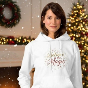 Gold Glitter "Believe in the Magic" Christmas Holi Hoodie